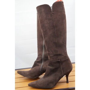 Stuart Weitzman Women's Brown Suede Side zip Boots, Size 10